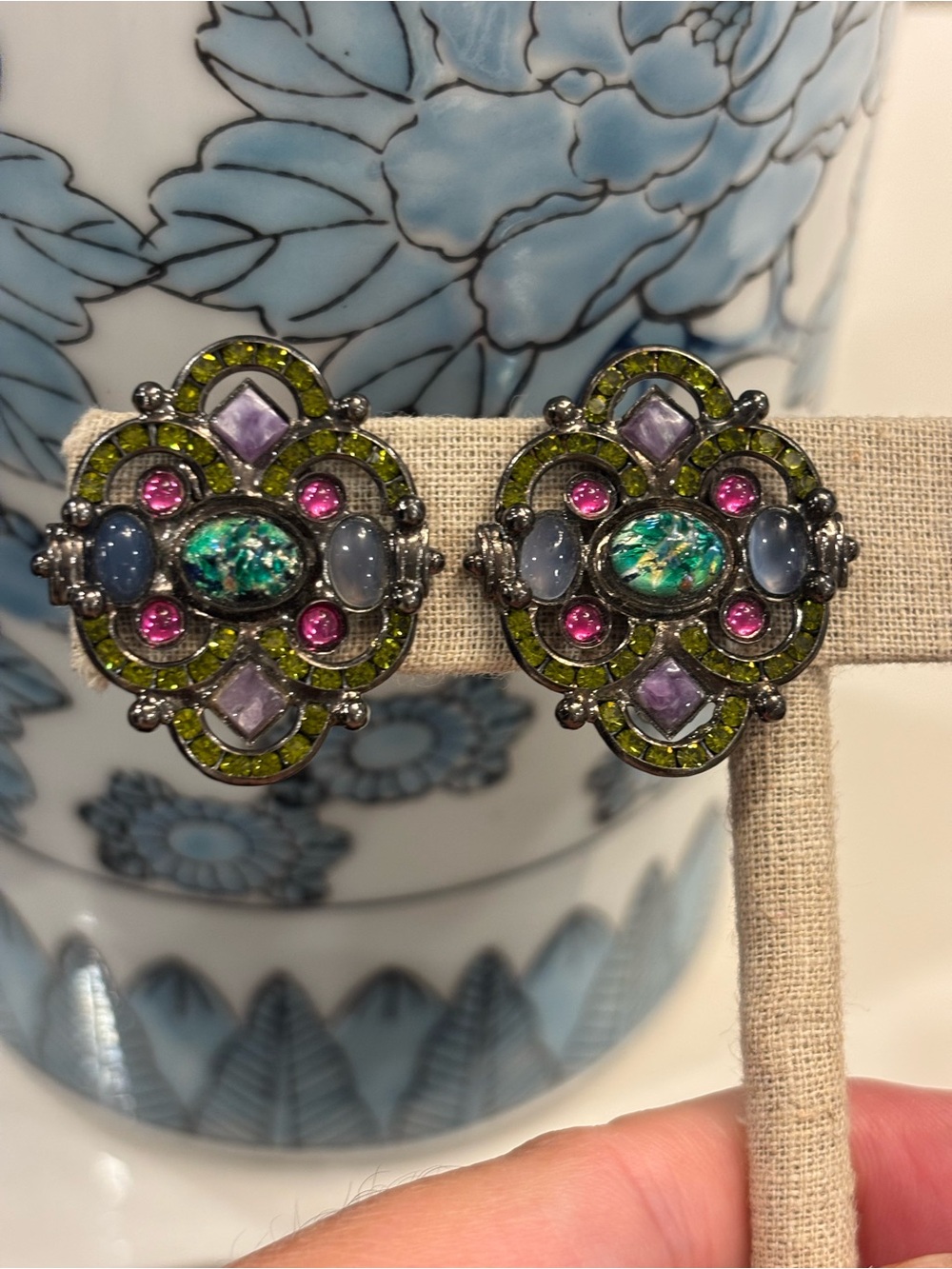 Sorrelli Vintage-Inspired Multicolor Crystal Cluster Clip On Earrings